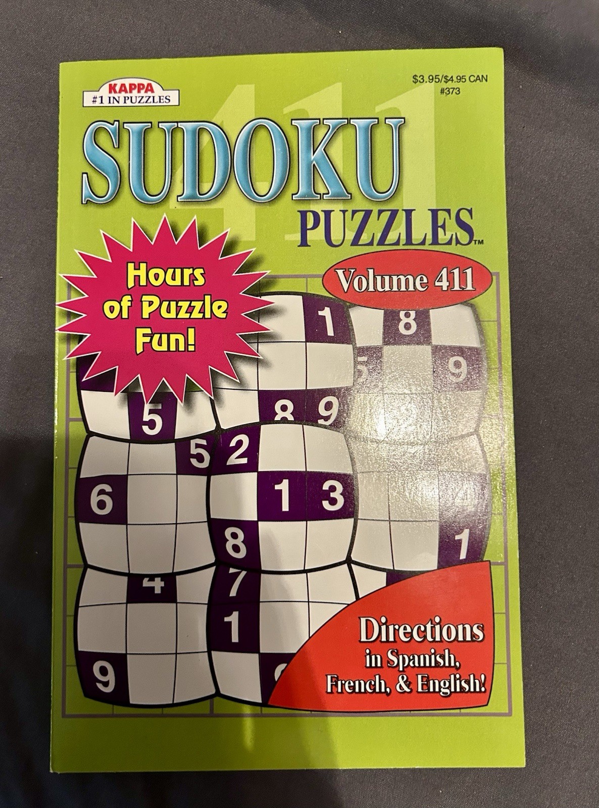 Kappa Sudoku Puzzle #373 Volume 411 New, English & Spanish Paperback Book
