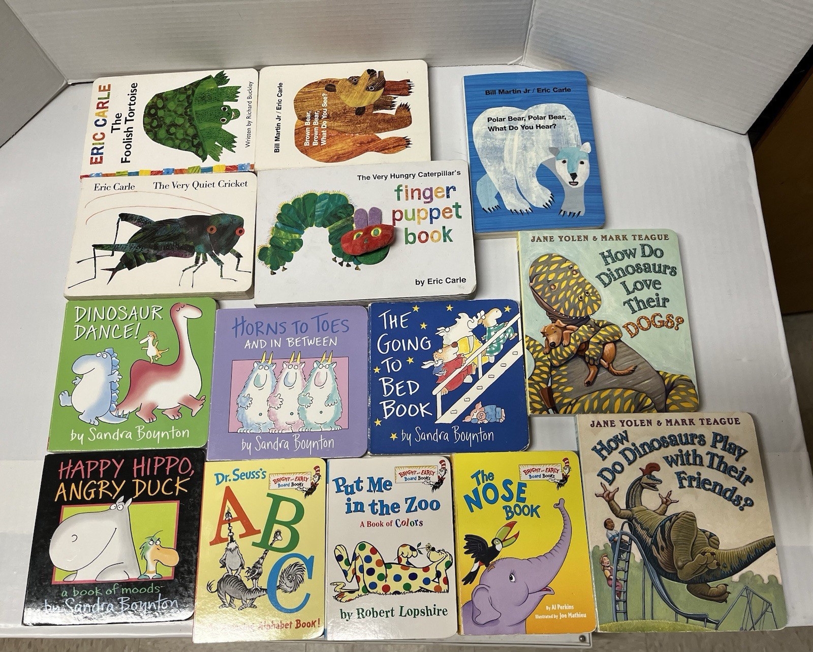 LOT OF 14 BOYNTON, CARLE, SEUSS, YOLEN-CLASSIC BOARD BOOKS-Cricket,Finger Puppet