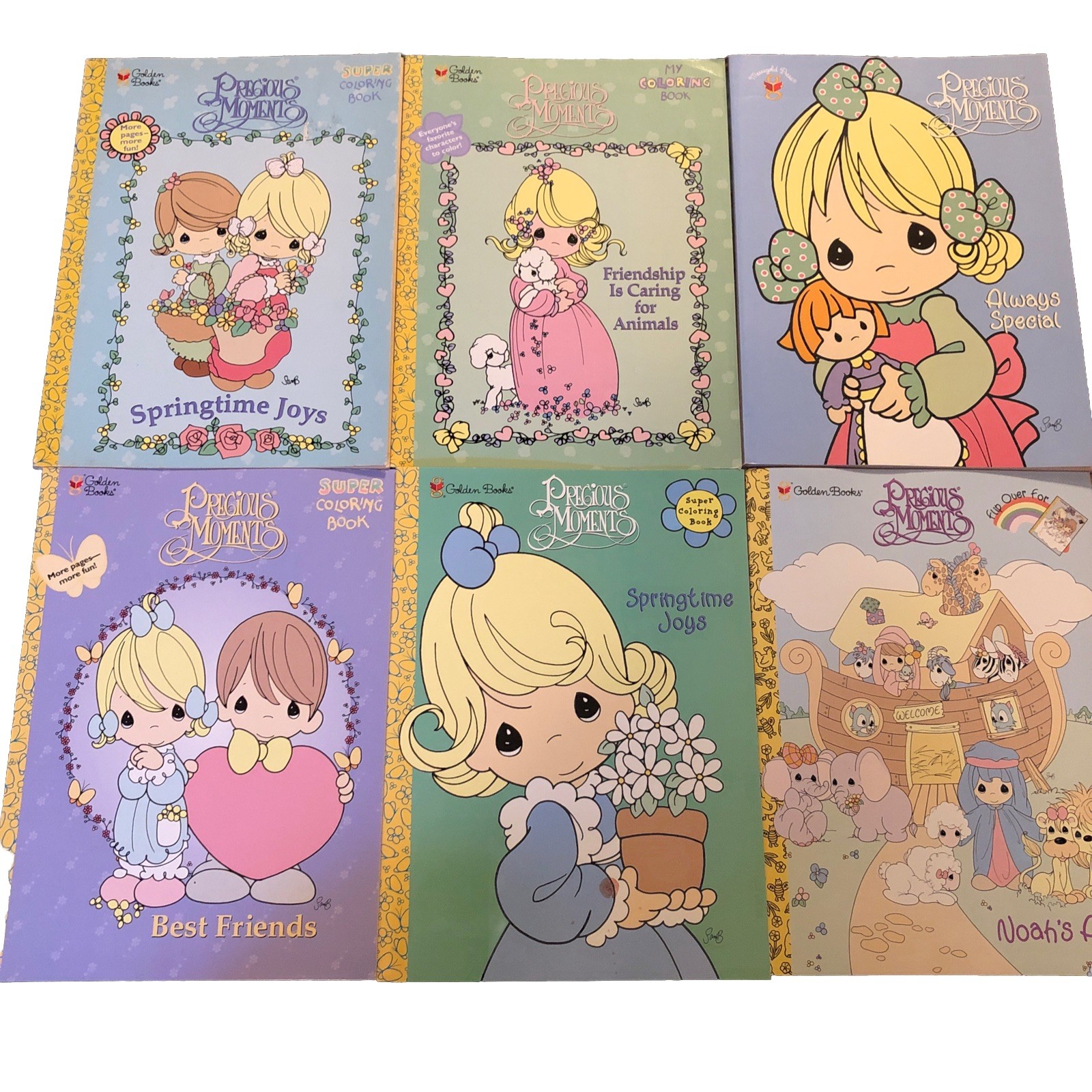 Precious Moments Coloring Book Lot of 6 Unused New 1990s, Vintage Golden Books