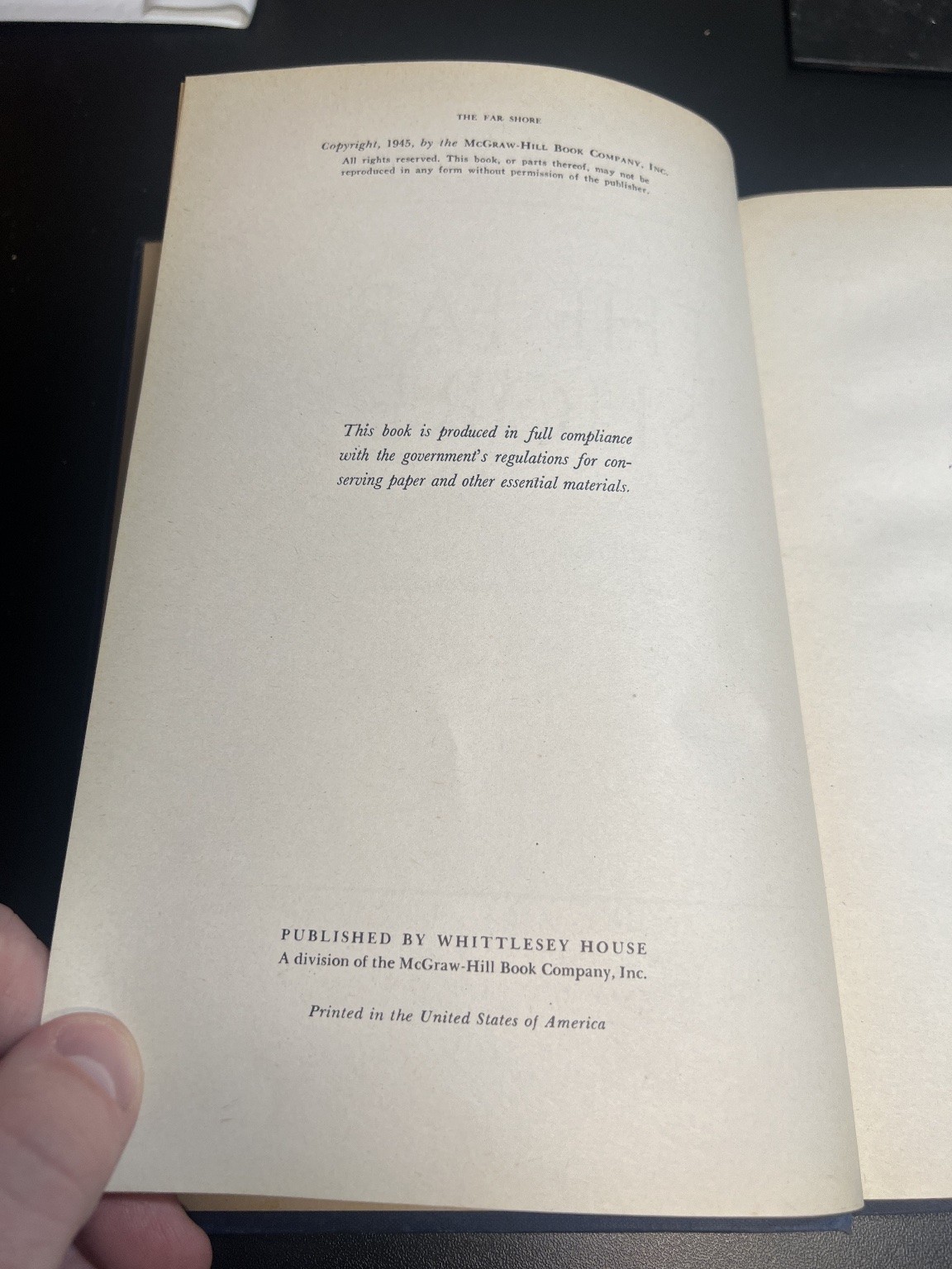 The Far Shore Max Miller 1945 First Edition WWII Navy Memoir Whittlesey