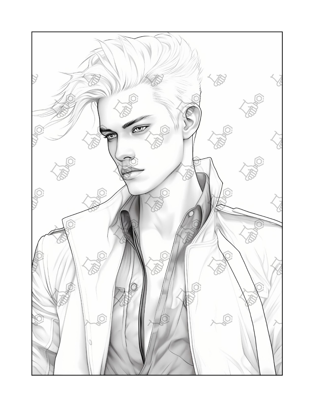 Model Portrait Coloring Book Pages for adults kids, coloring pages Stress Relief