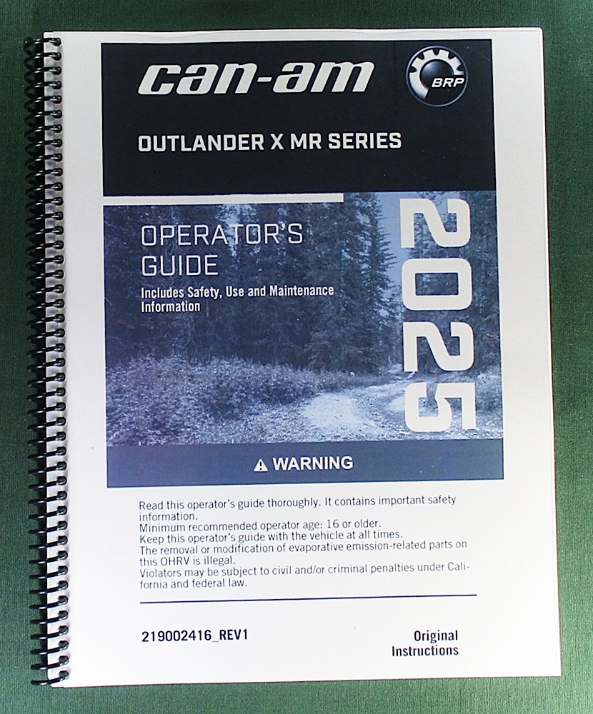 2025 Can-Am Outlander X MR 850 Owner’s Manual: 392 Pages & Protective Covers