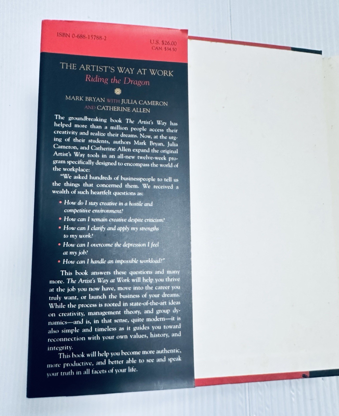 Artists Way at Work Mark Bryan SIGNED Creativity Coaching HC Riding the Dragon