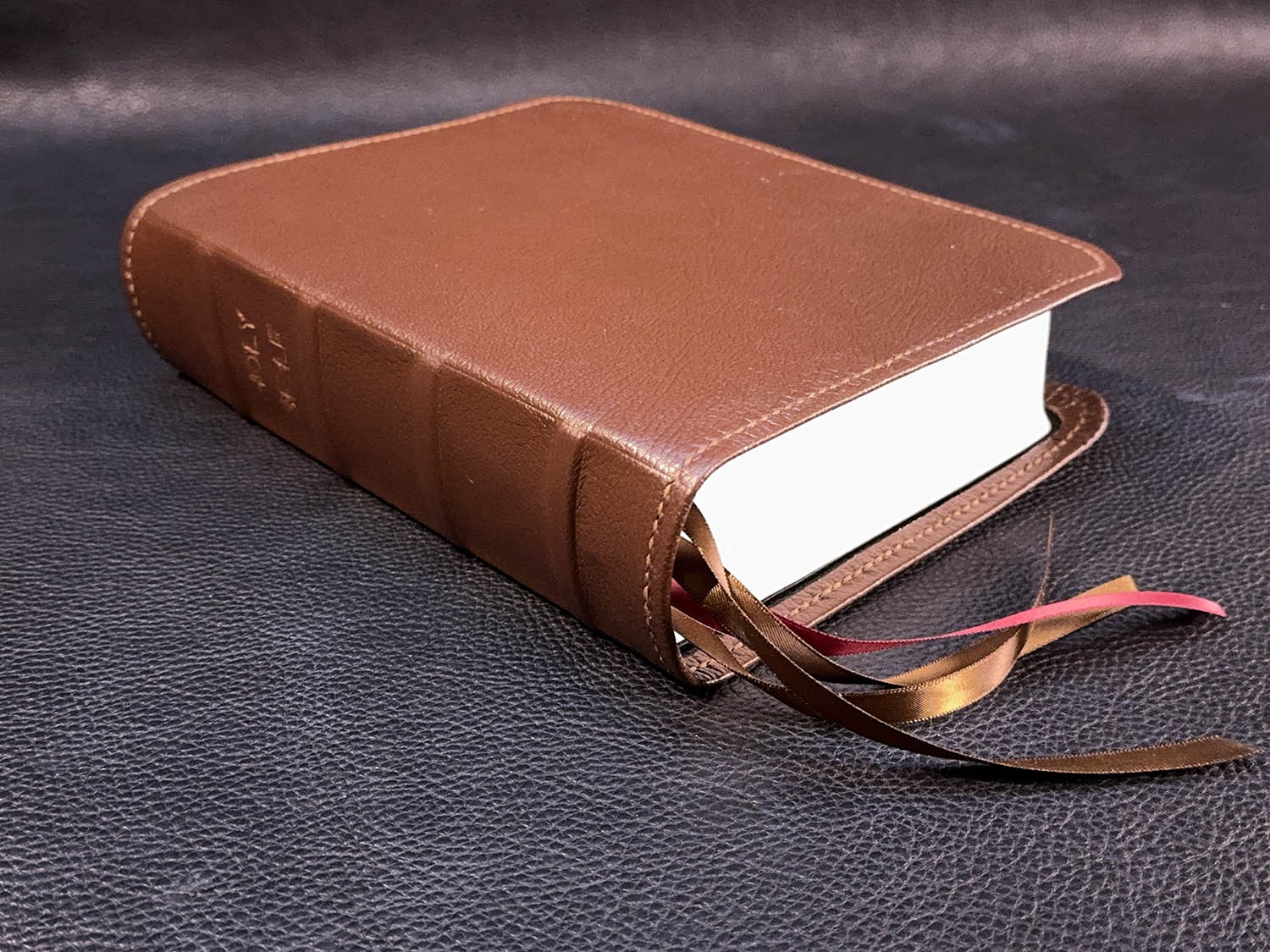 Student Study Bible, Pebbled Brown Goatskin Leather, Black Liner, 4 Ribbons