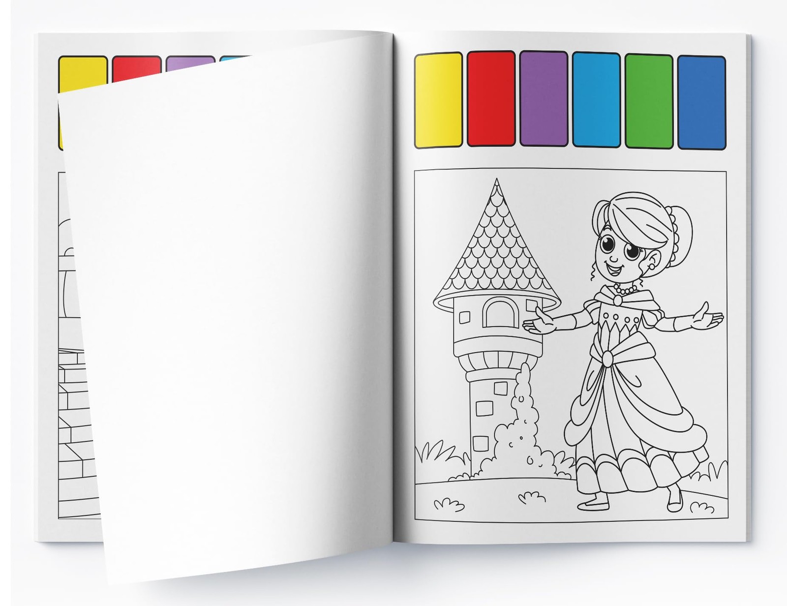 Pick and Paint Coloring Activity Book For Kids: Princess White