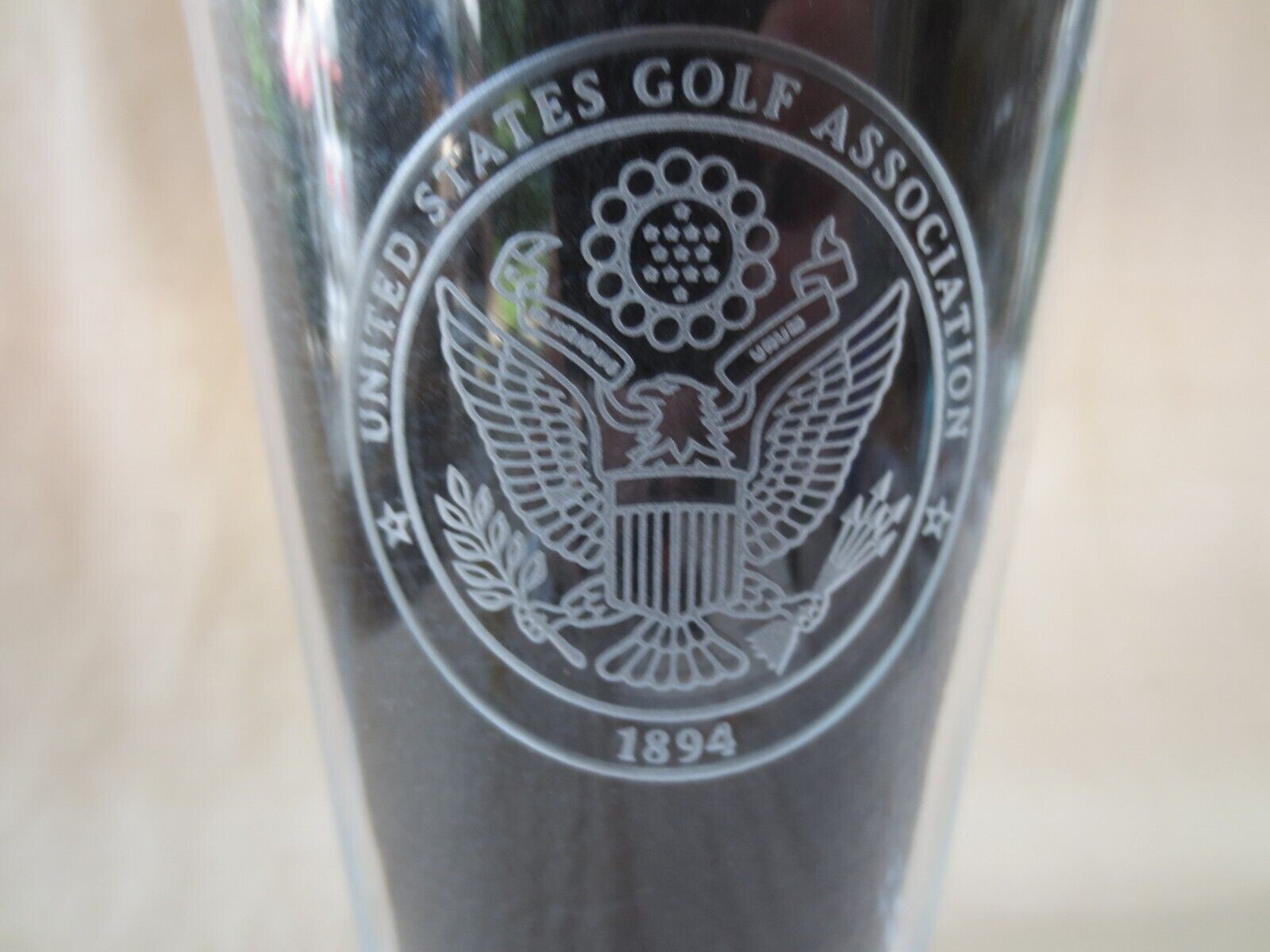 PAIR 2 USGA UNITED STATES GOLF ASSOCIATION 1894 CHAMPAGNE FLUTE GLASSES 9 1/4″