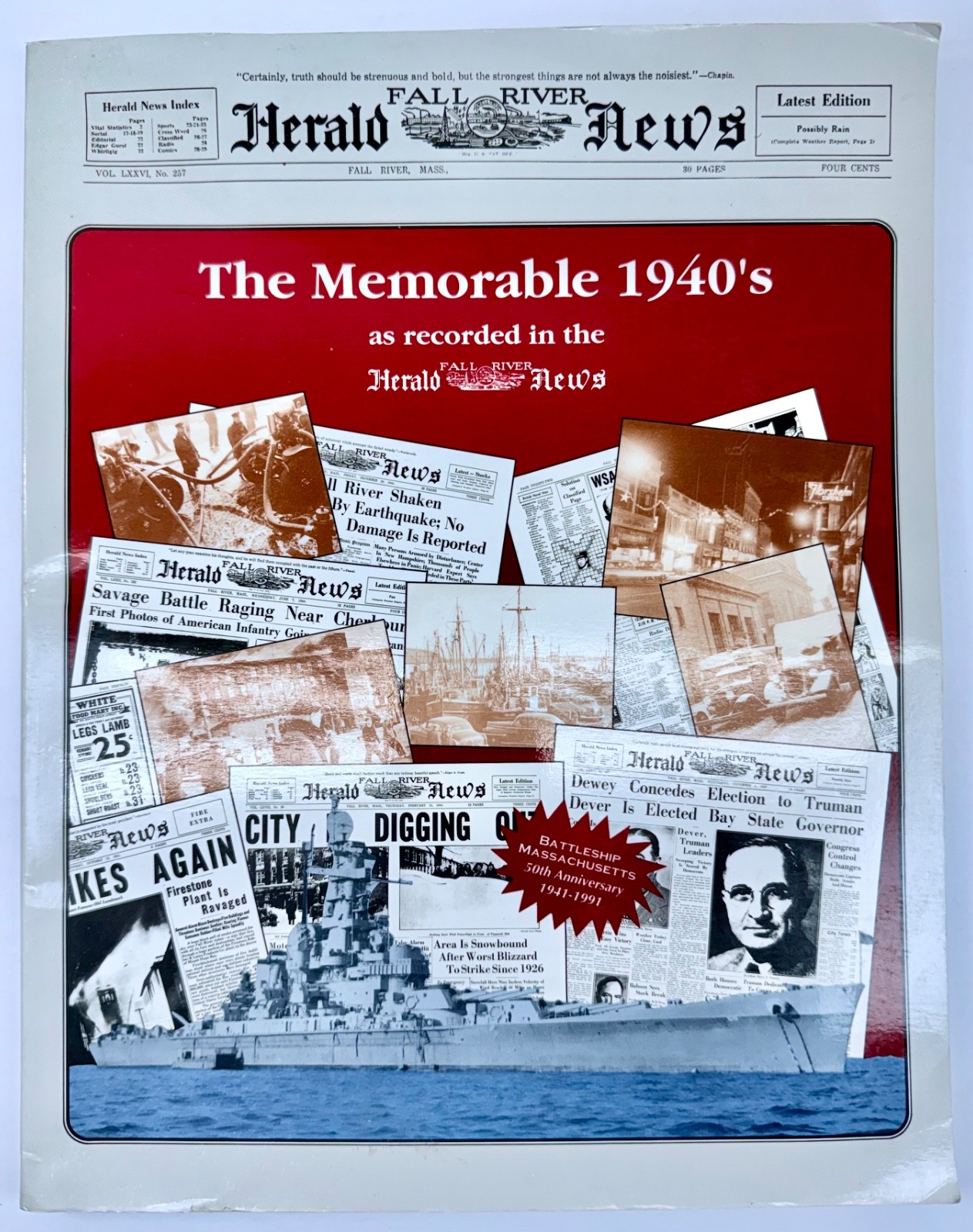 Fall River Herald News Newspaper The Memorable 1940’s Book