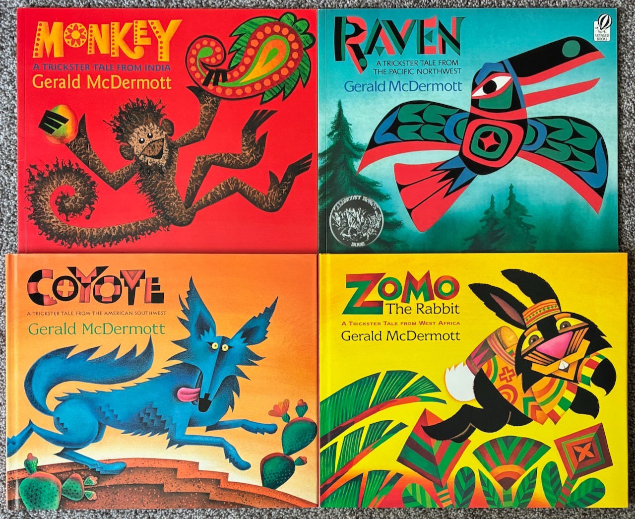 Gerald McDermott Trickster Tales Lot Zomo The Rabbit Monkey Raven Coyote LikeNEW