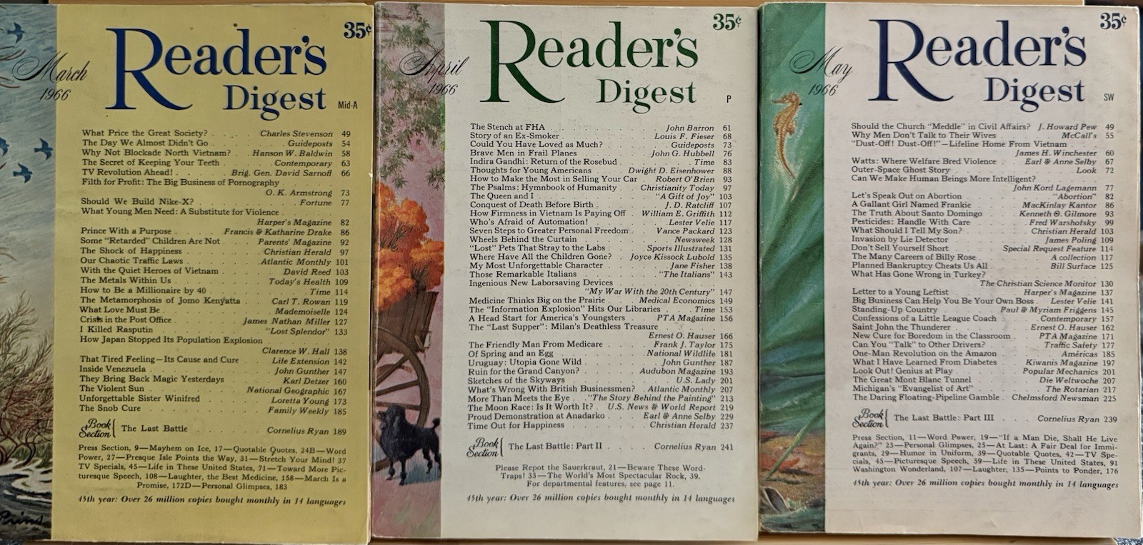 1966 March April May (3) READER’S DIGEST MAGAZINE Vintage History Short Story