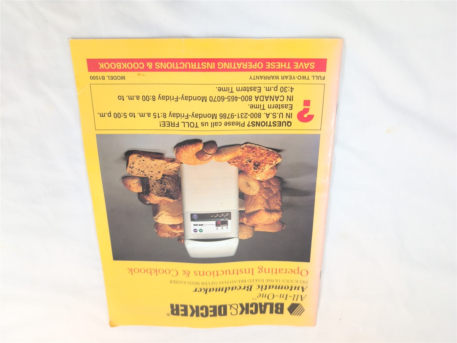 Black & Decker Breadmaker B1500 Operating Instructions & COOKBOOK 28 pages-COLOR