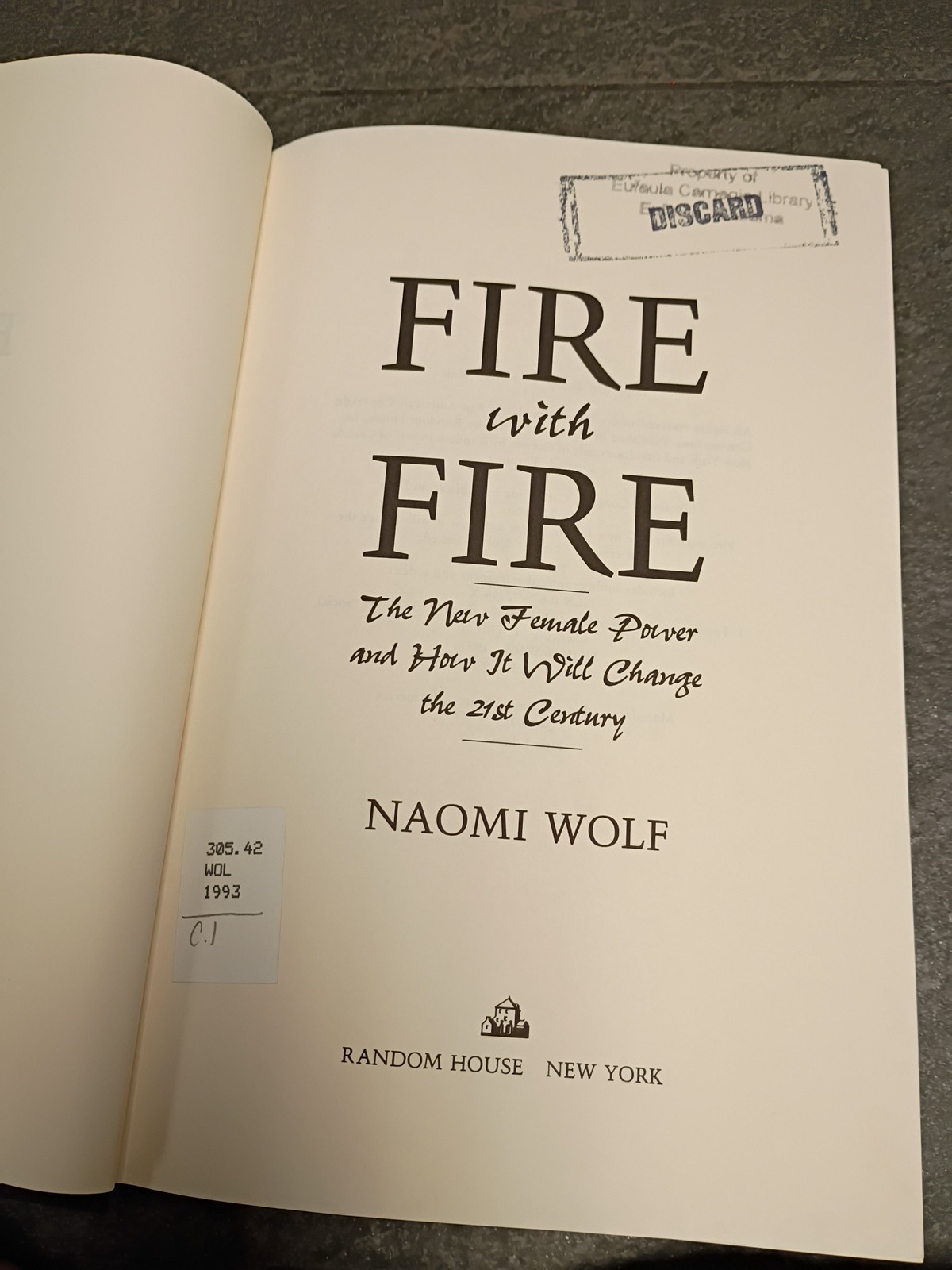 Fire with Fire – Naomi Wolf (Hardcover, Library Discard)