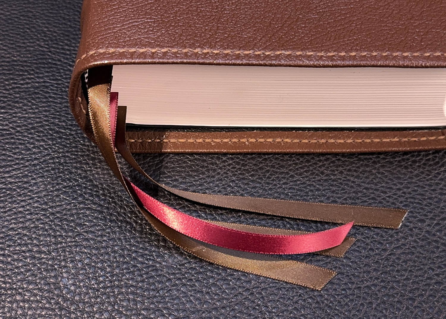 Student Study Bible, Pebbled Brown Goatskin Leather, Black Liner, 4 Ribbons