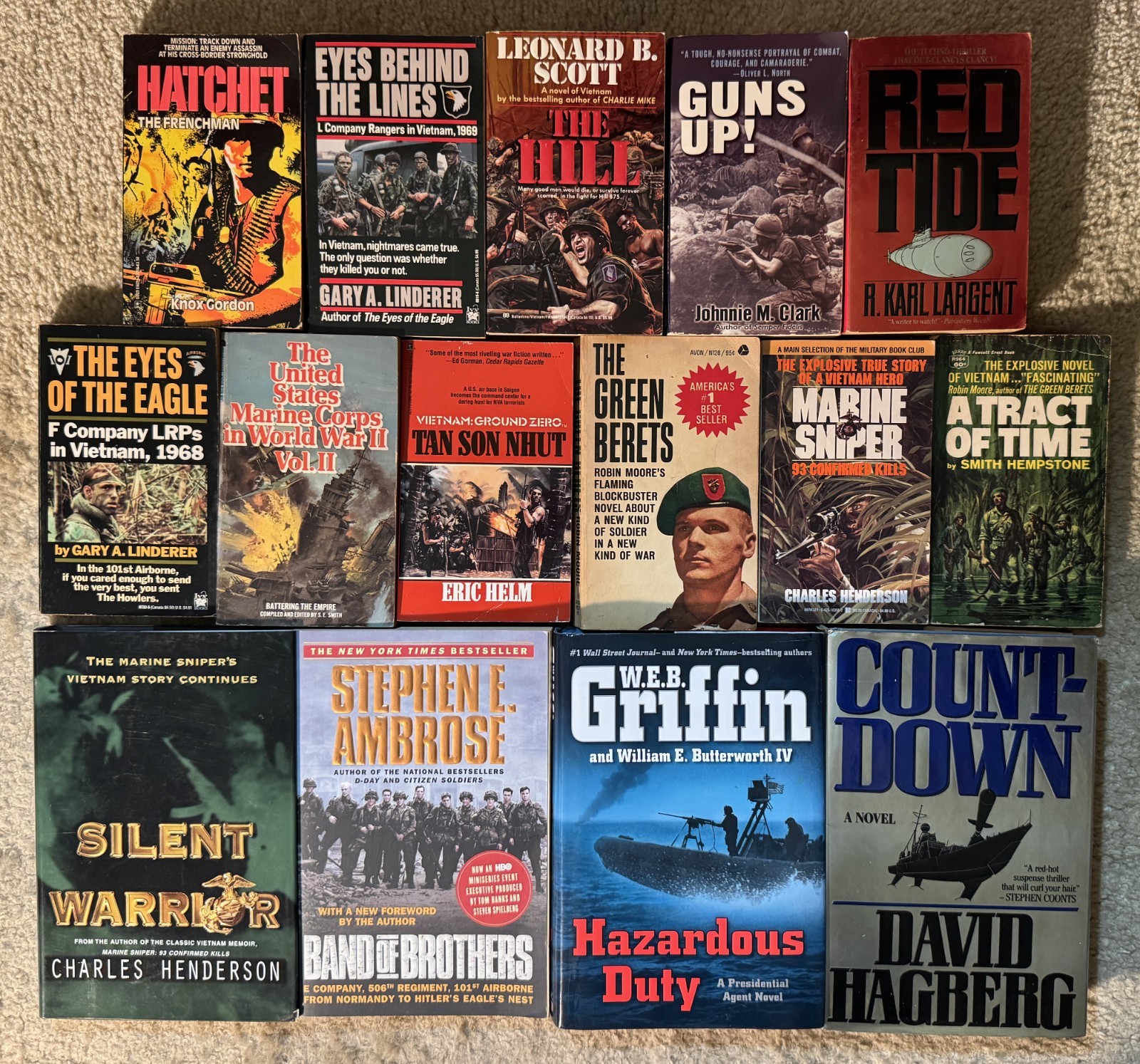 Lot Of 15 Vintage Vietnam WWII War Paperback Books Novels Fiction/Non Fiction
