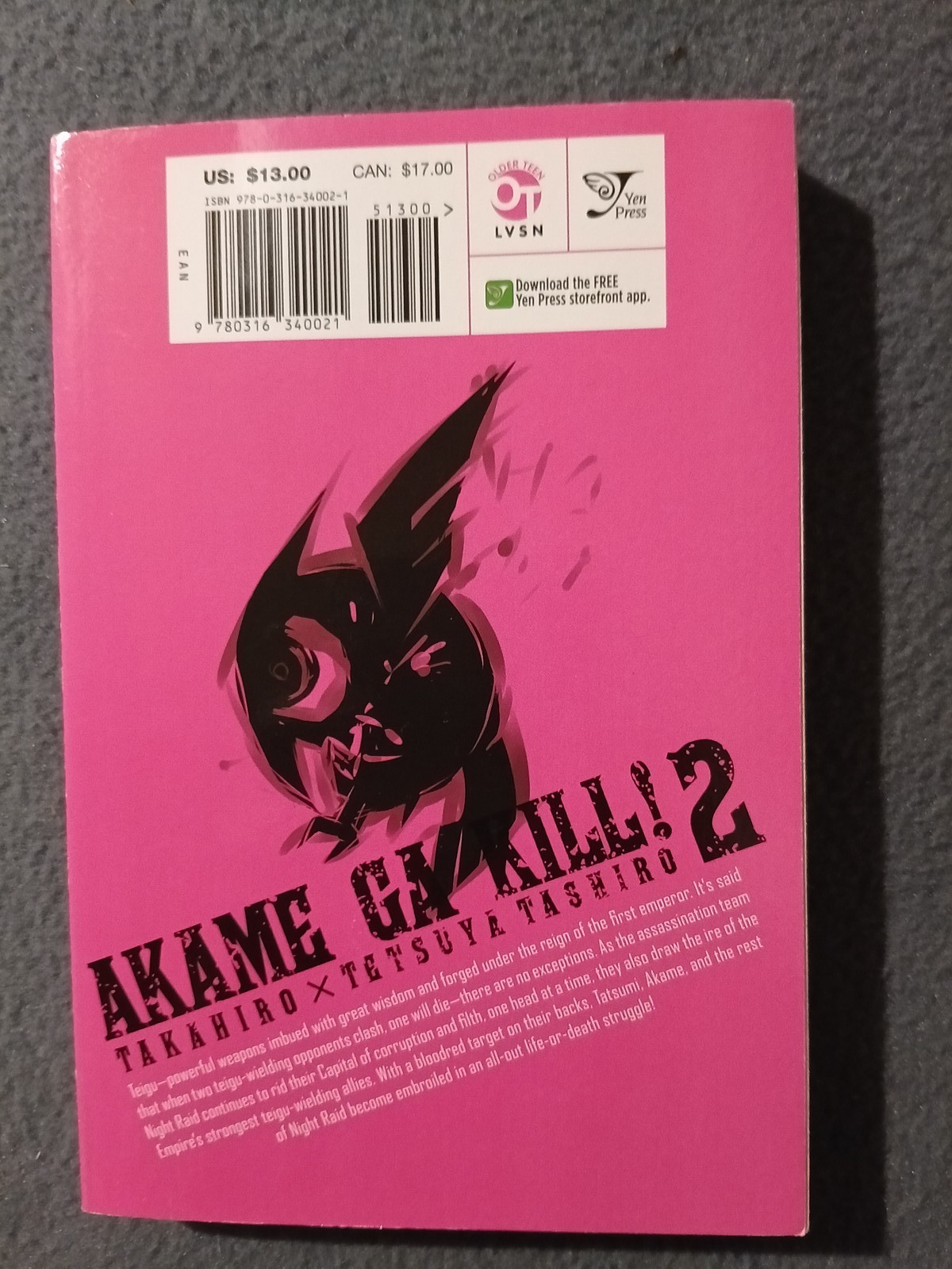 Akame ga KILL! Vol 2 Manga Book English Yen Press Takahiro Tetsuya Tashiro