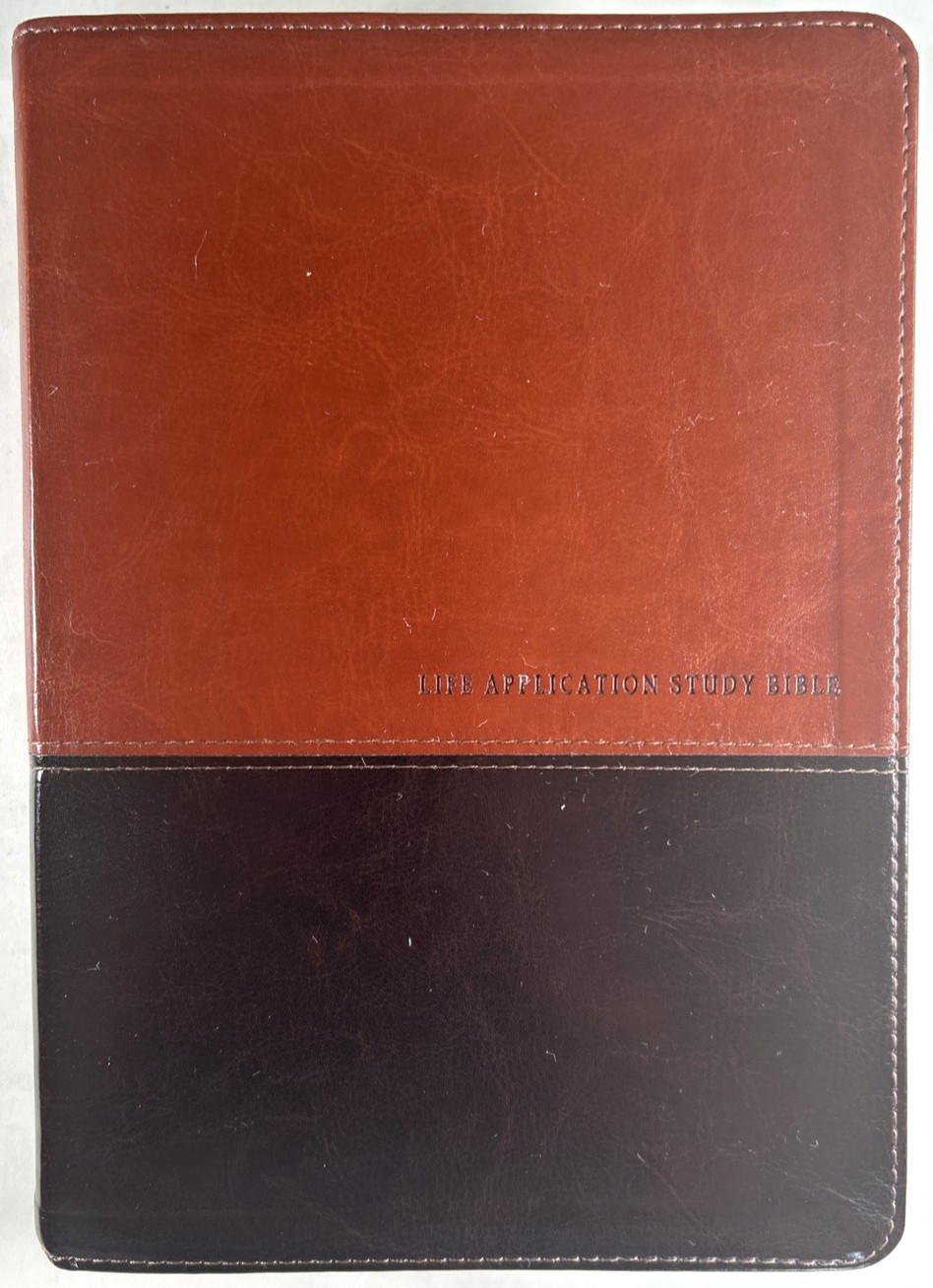 Scarce! NKJV Life Application Study Bible Brown Tan Leatherlike Indexed OOP VG+
