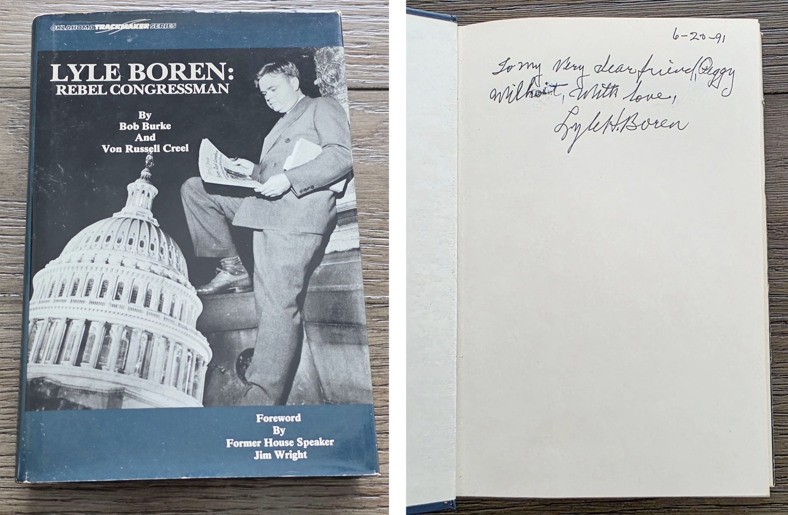LYLE BOREN Signed Book REBEL CONGRESSMAN 1991 First Edition Oklahoma Congressman