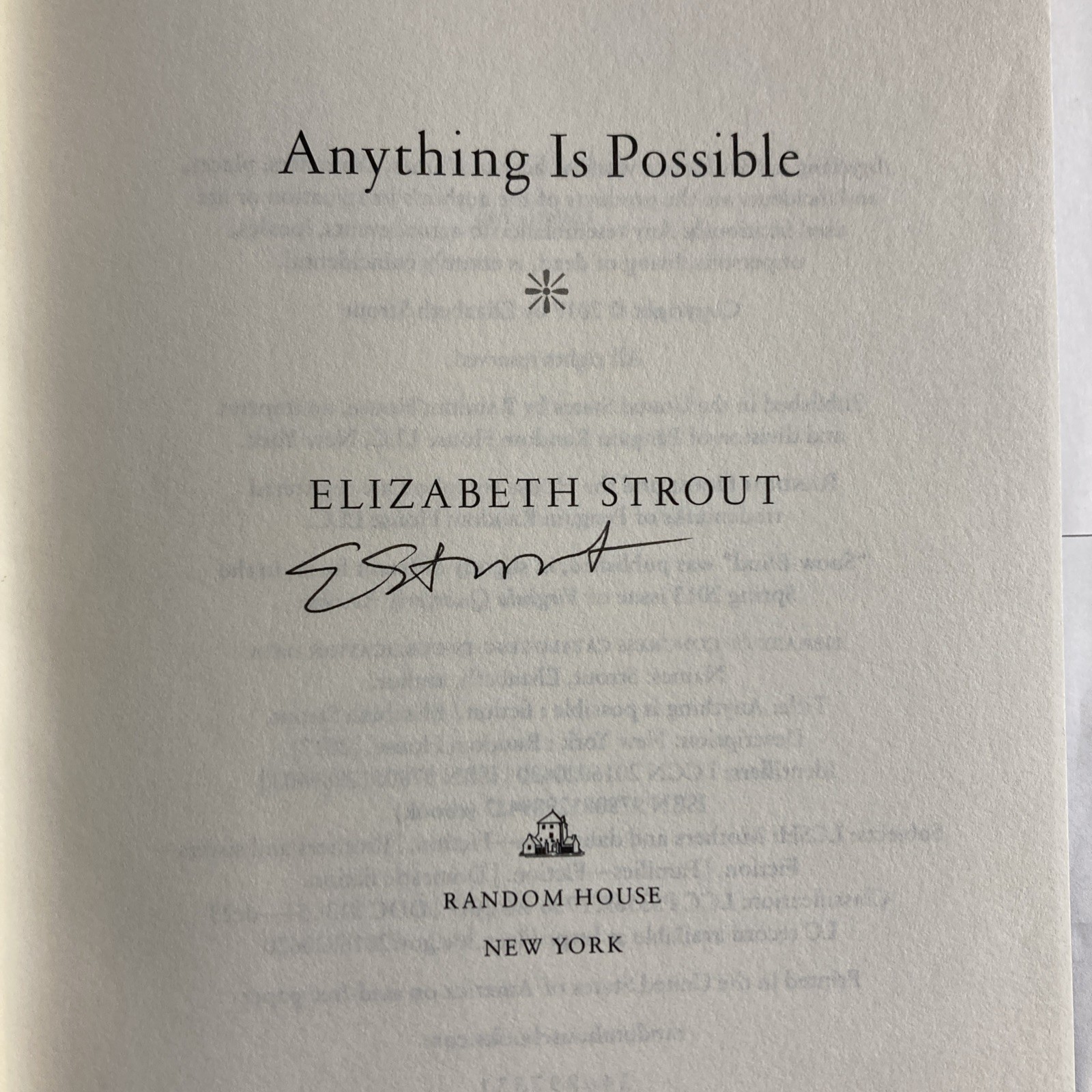 Anything Is Possible :signed By Elizabeth Strout (2017, Hardcover), 1st Ed