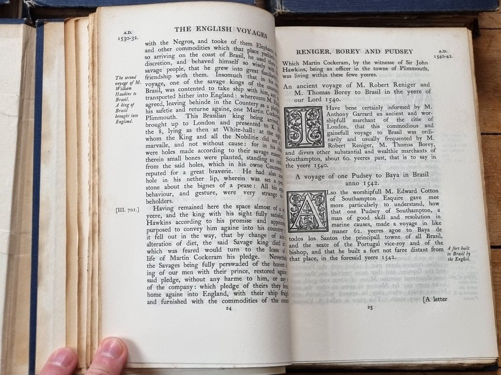 12 antike Bände The principal navigations Reiseberichte Hakluyt Goldschnitt 1900