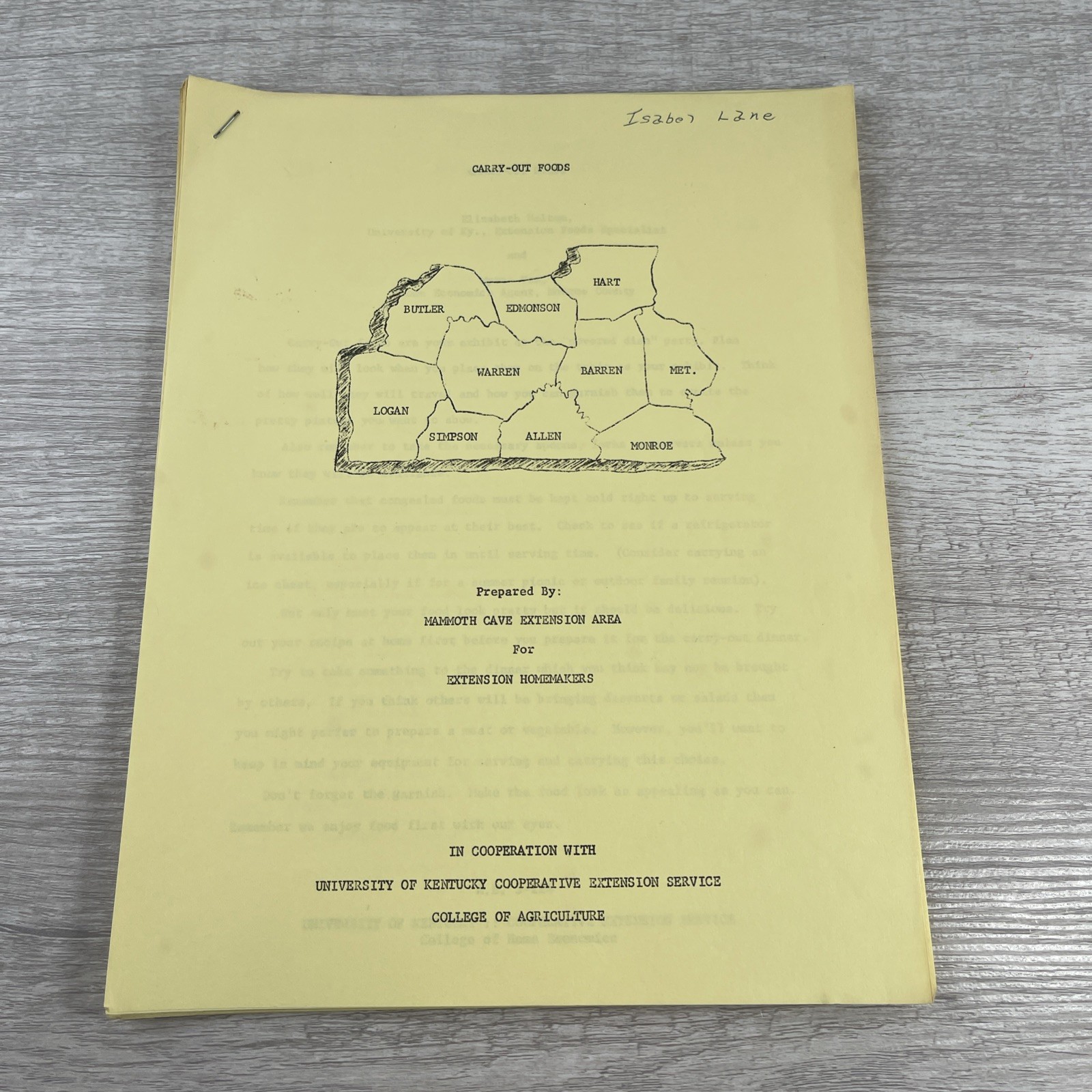 Mammoth Cave Homemakers Recipe Book RARE Ohio Cave Counties 28 Pages Vintage