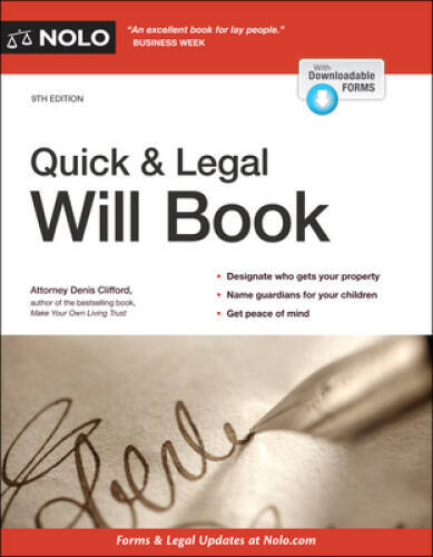 Quick & Legal Will Book – Paperback By Clifford Attorney, Denis – GOOD