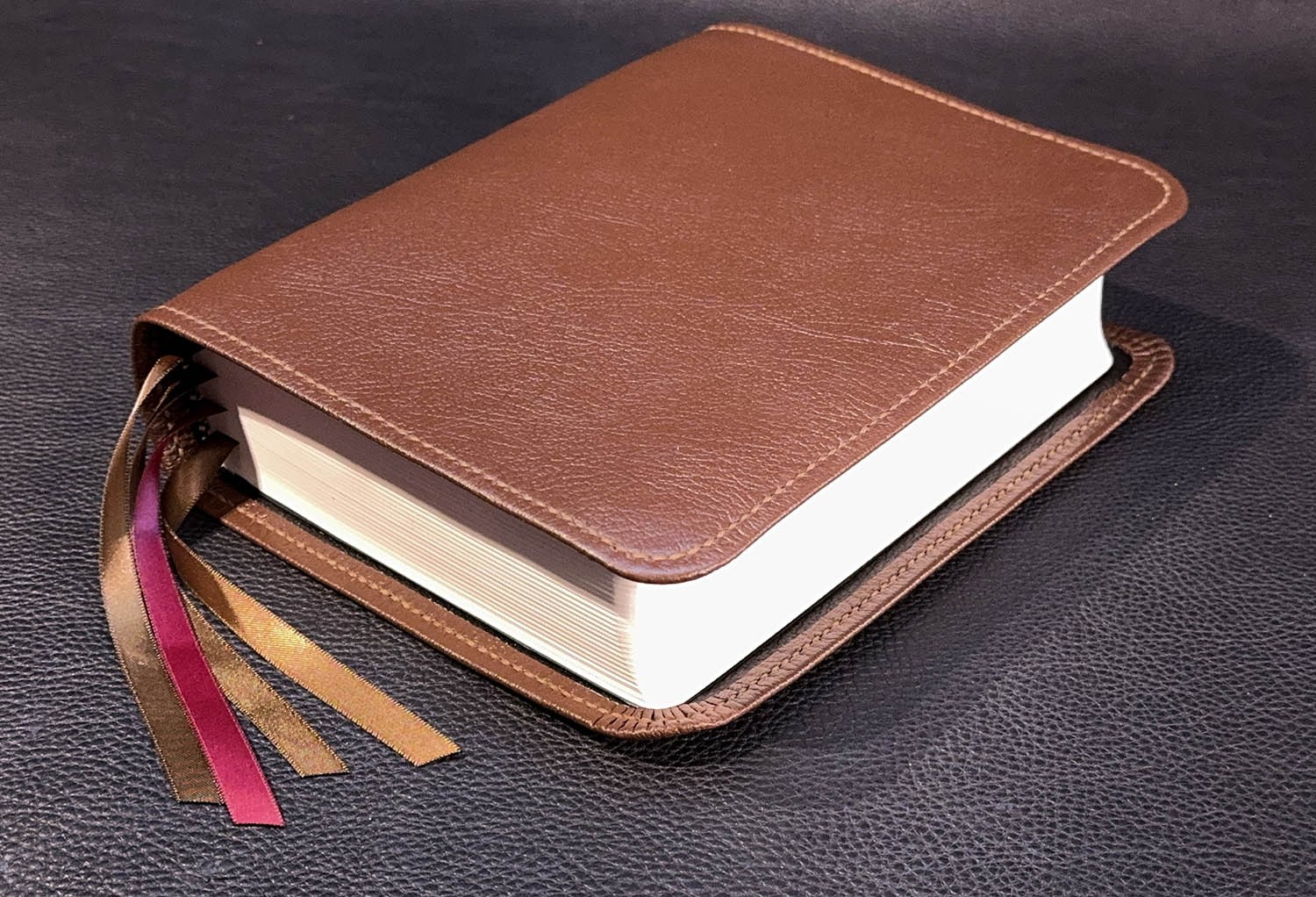 ESV Single Column Journaling Bible, Pebbled Brown Goatskin Leather, 4 Ribbons