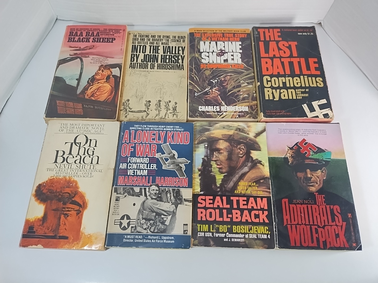 Vintage Military WWII & Vietnam War Paperback Book Lot of 8 Historical History