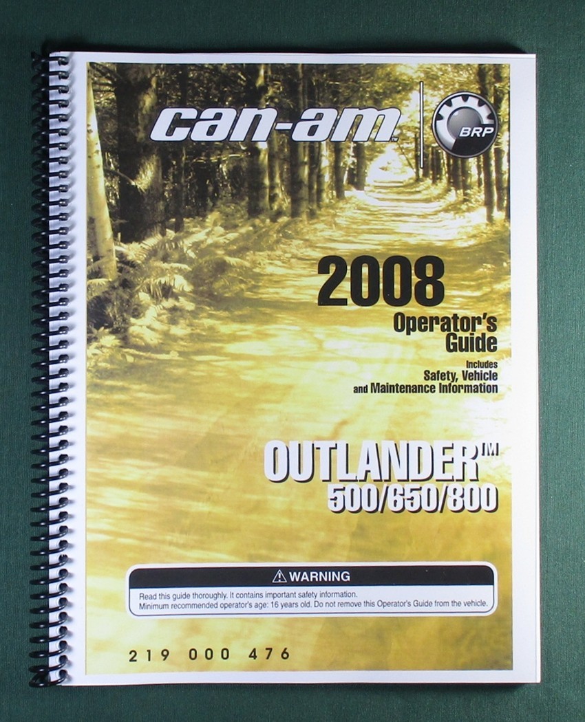 2008 Can-Am Outlander 650 Owner’s Manual: 152 Pages & Protective Covers!