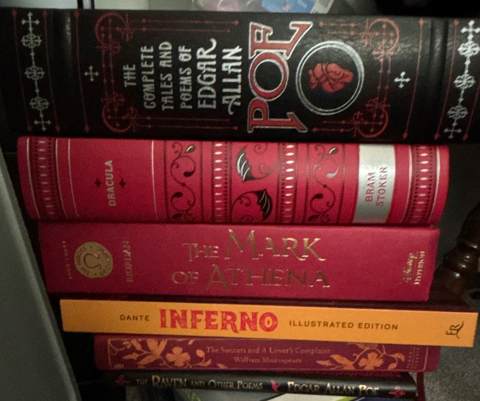 Red Book collection – spooky library, Dracula, Edgar Allen Poe, Dante’s Inferno+