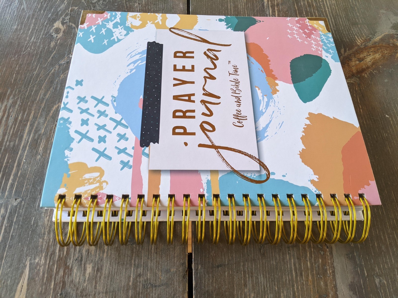 Coffee & Bible Time Prayer Journal with Sticky Notes & Gold Spiral Binding