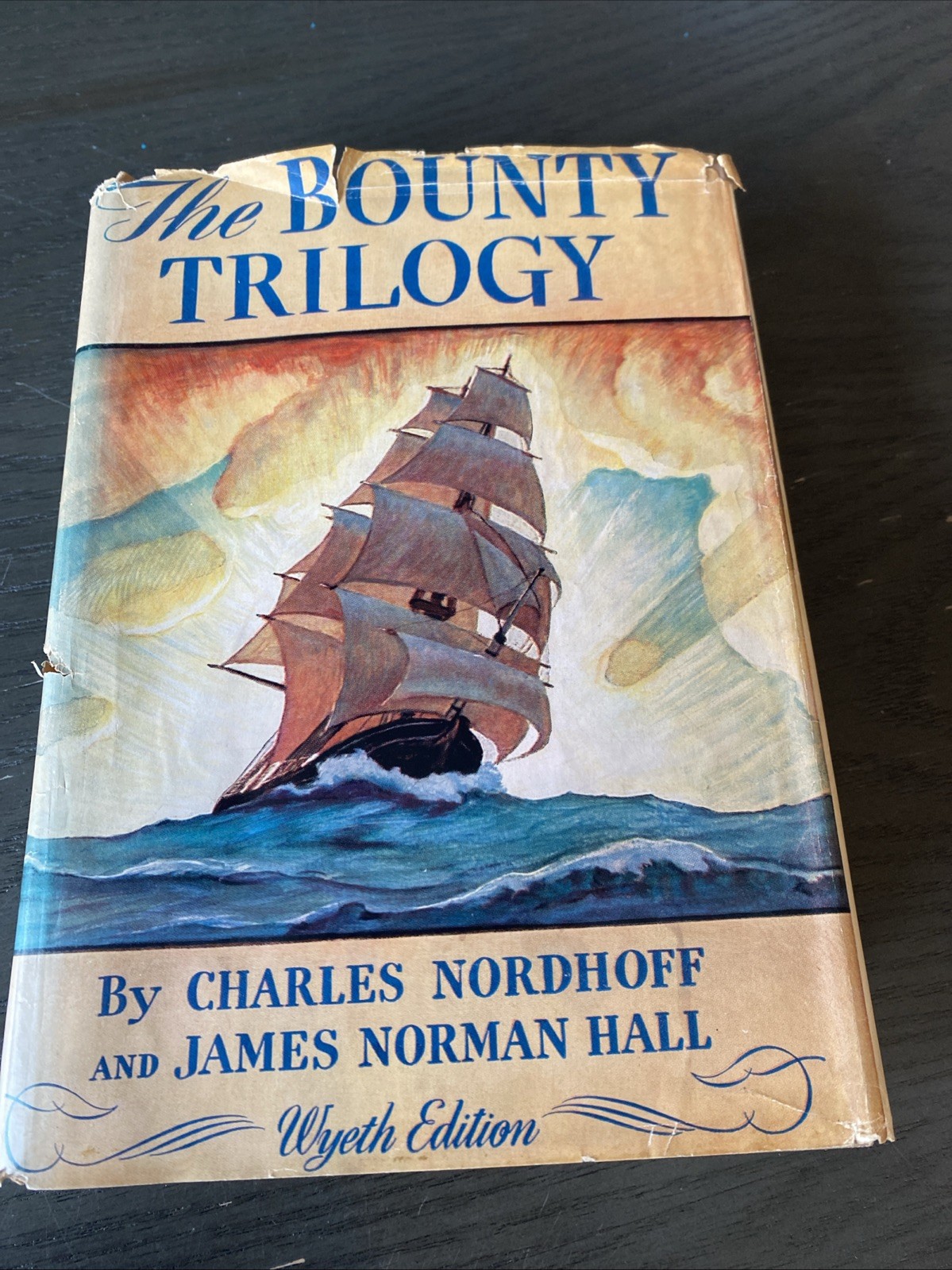 THE BOUNTY TRILOGY Nordhoff & Hall 1951 HARDCOVER w/ DJ N.C. WYETH ED Illustratd