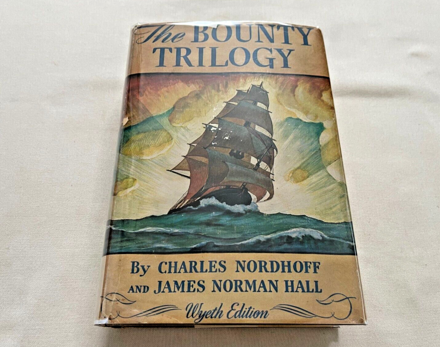THE BOUNTY TRILOGY Nordhoff & Hall 1951 HARDCOVER w/ DJ N.C. WYETH ED Illustratd