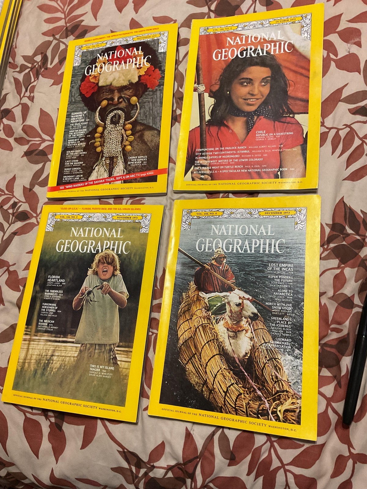 Vintage 1973 National Geographic Magazine Lot Sept Oct Nov Dec Vol 144 3-6 Mags
