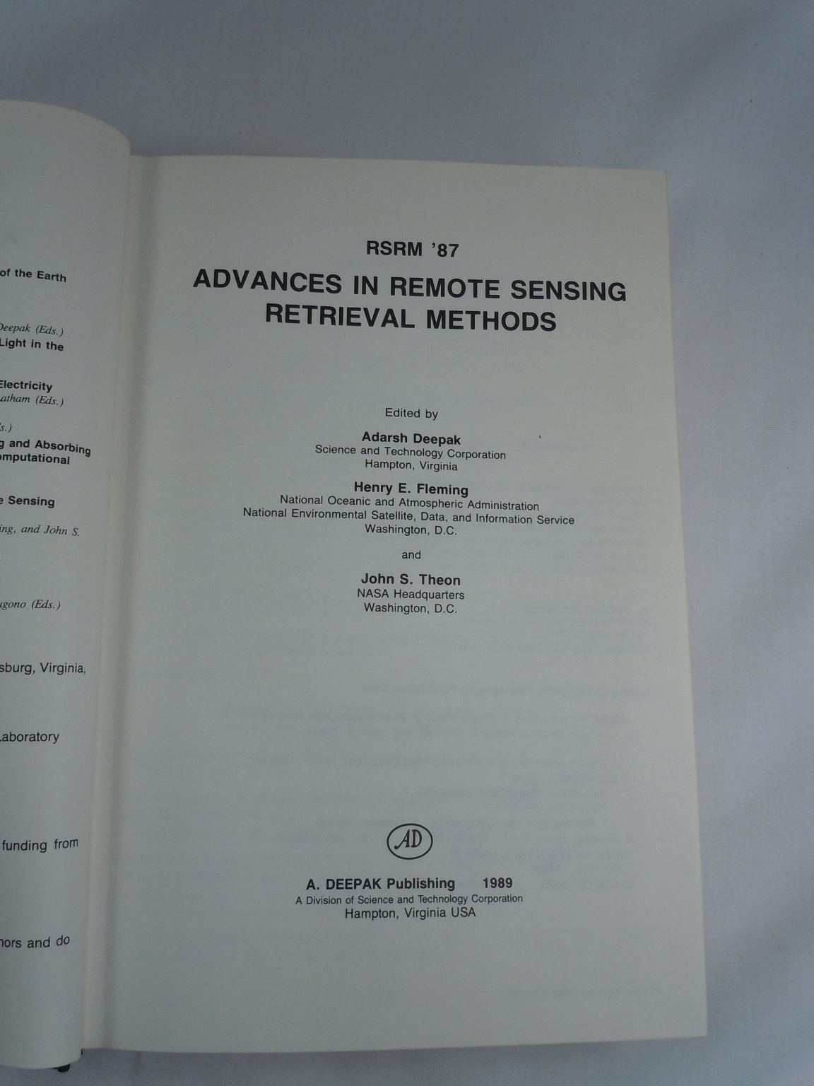 Advances in Remote Sensing Retrieval Methods Deepak Fleming Theon 1989