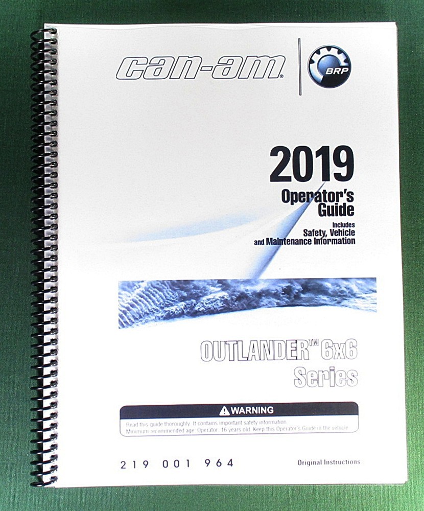 2019 Can-Am Outlander 650 6X6 Owner’s Manual: 220 Pages & Protective Covers!