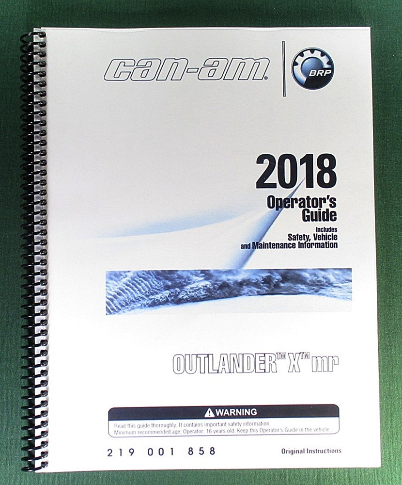 2018 Can-Am Outlander 850 X MR Owner’s Manual: 204 Pages & Protective Covers!