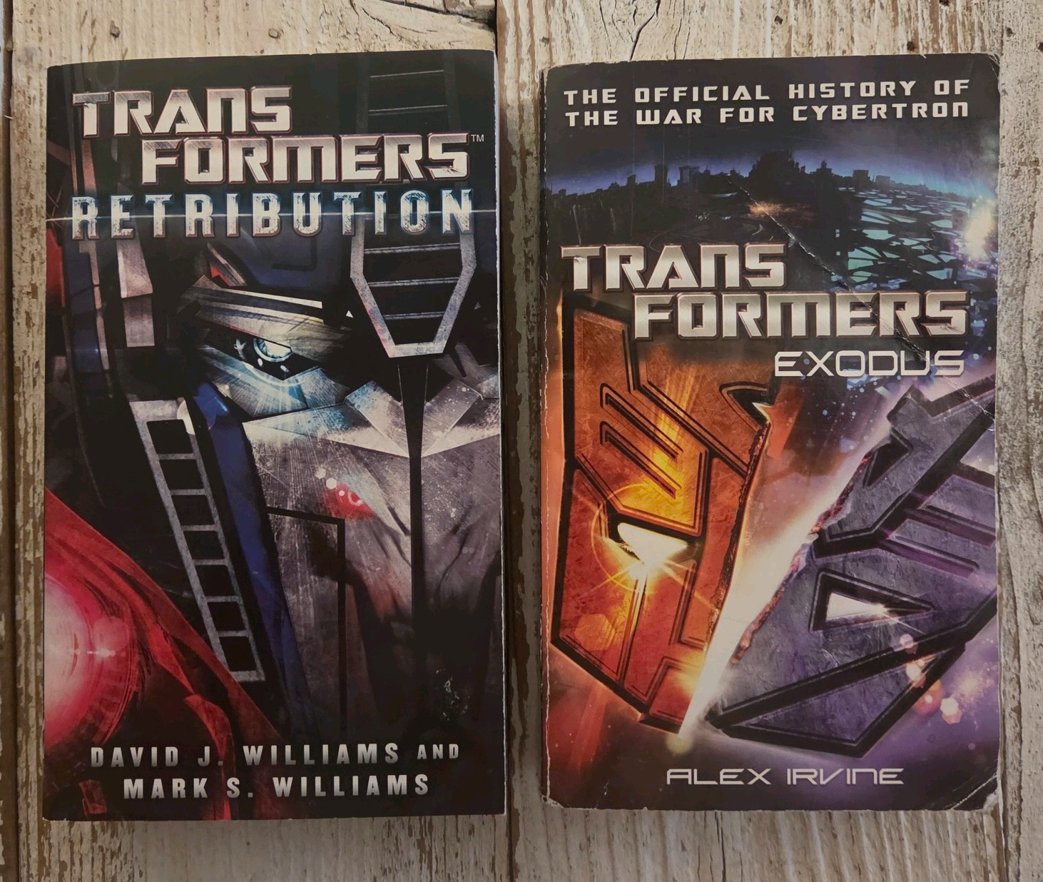 Transformers Retribution by Williams & Transformers Exodus by Irvine Books