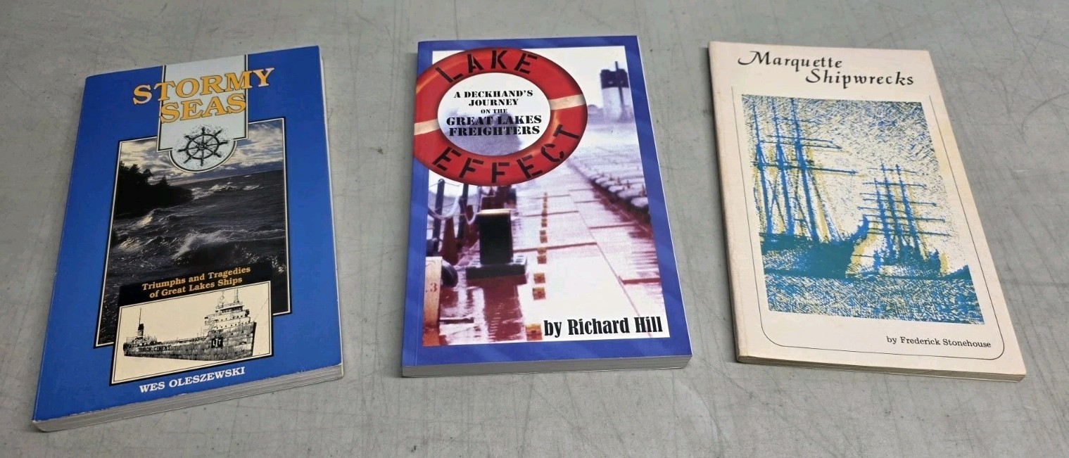 🔥 3 Books About Shipping & The Great Lakes (Lake Effect Signed By Author) EUC