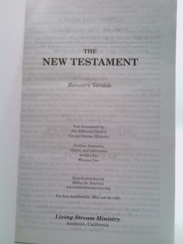 New Testament Recovery Version (large 9 1/4 x 6 1/4, black)