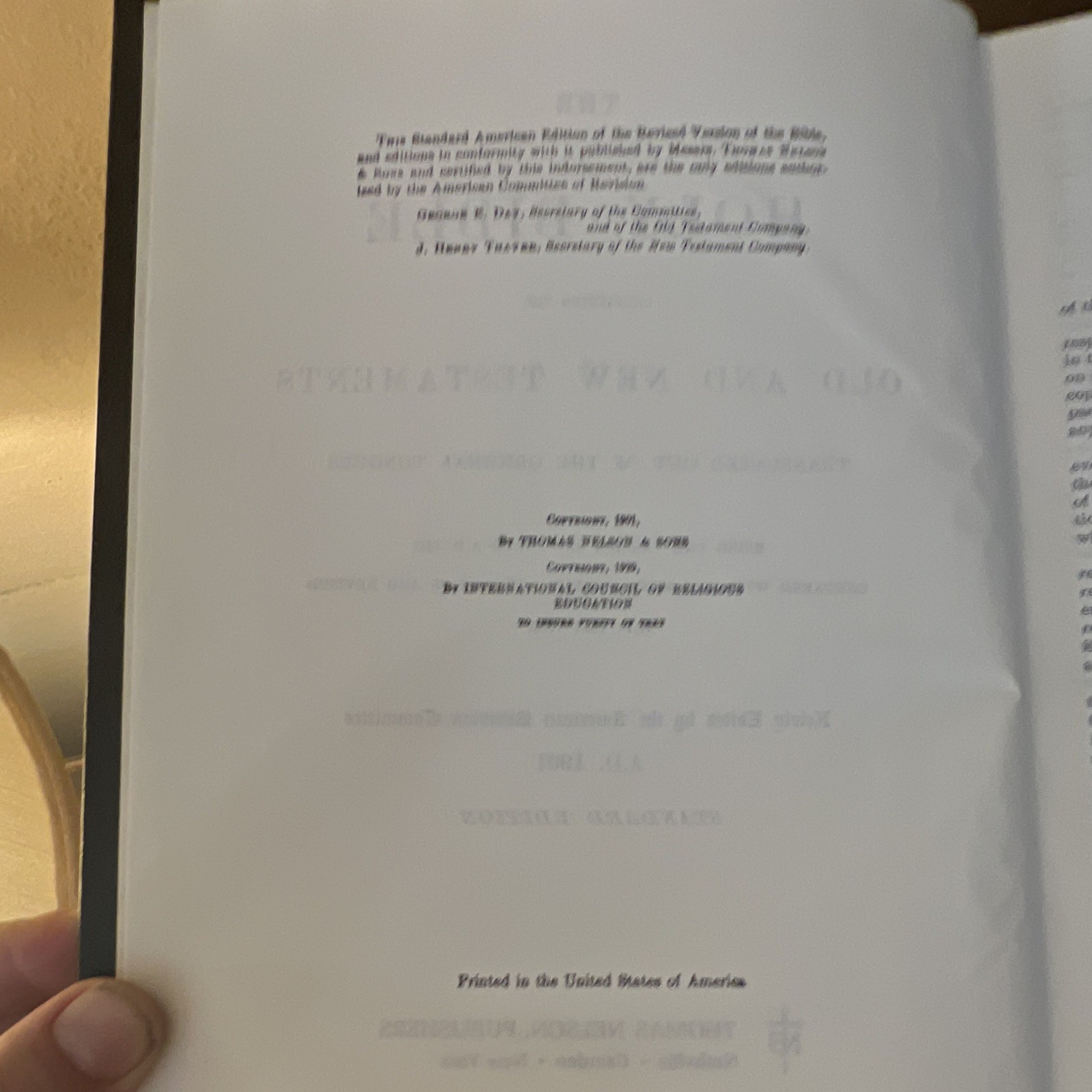 American Standard Version Holy Bible 1901 ASV Thomas Nelson Reference Hardcover