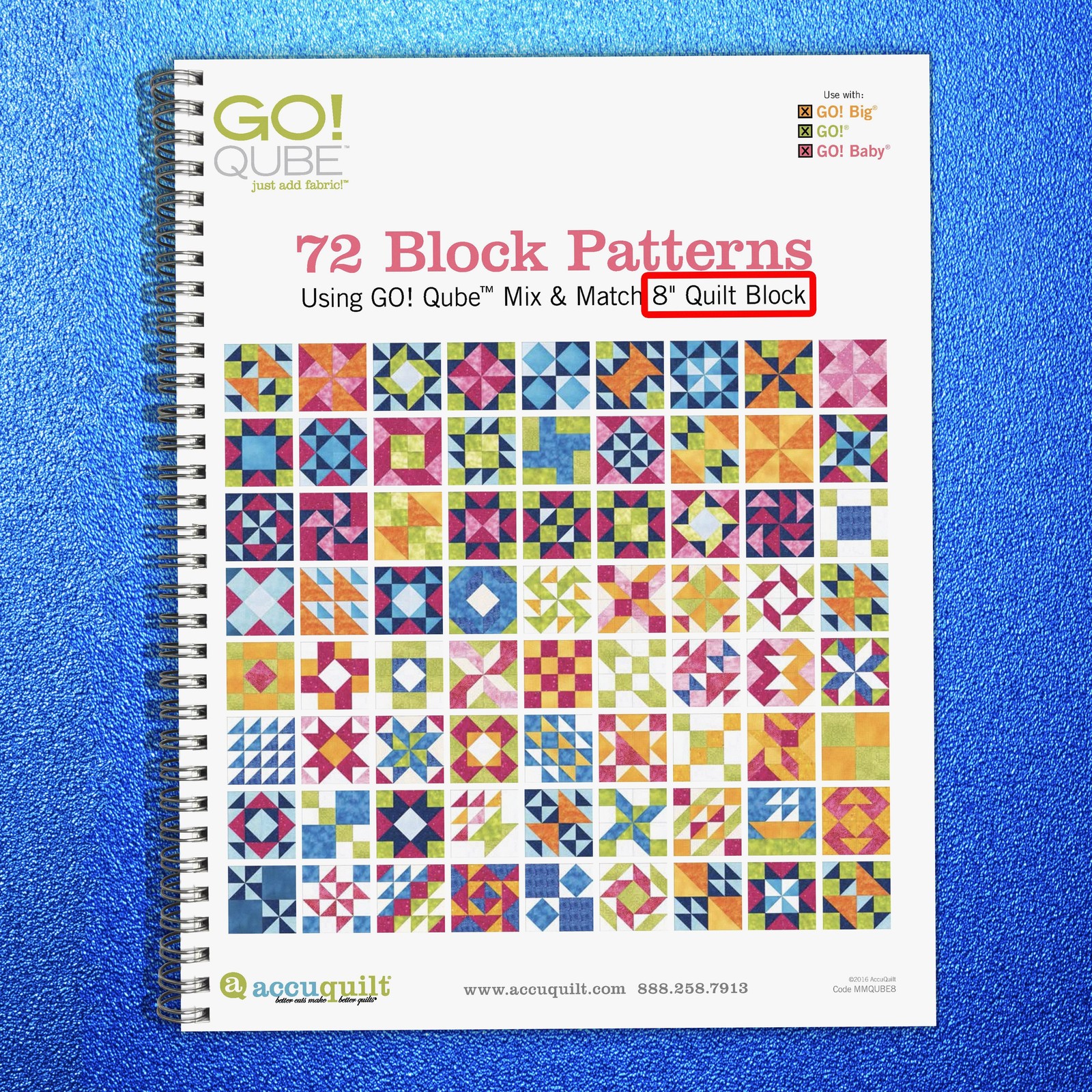 ACCUQUILT GO QUBE 8″ Block Patterns Manual – LOOP FASTENED – TOUGH JACKET