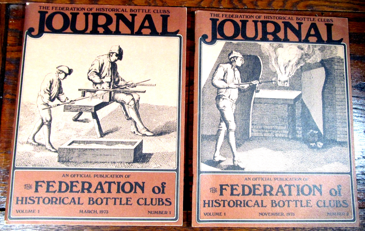 2 Issues Federation of Historical Bottle Clubs Journal 1973 Volume 1 No 1 & 2
