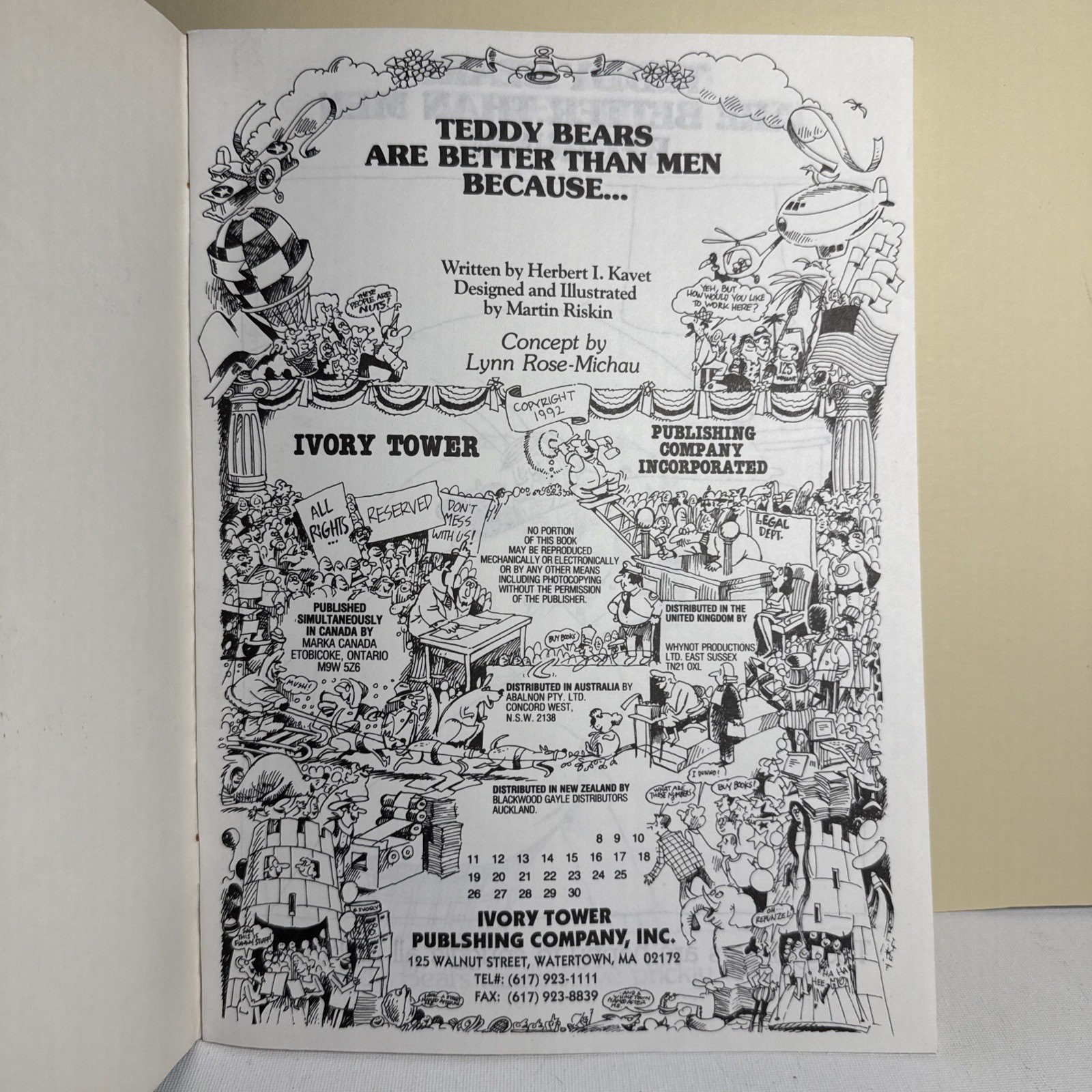 “Teddy Bears Are Better than Men” Booklet By Herbert I. Kavet Illustrated