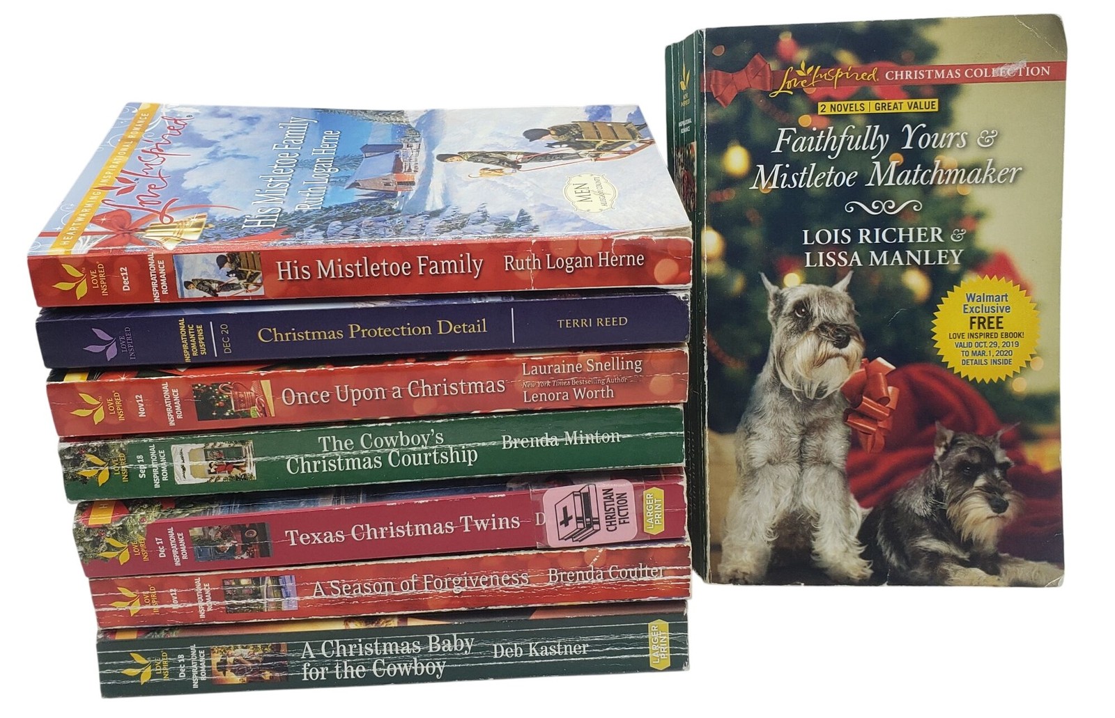Love-Inspired Christmas Fiction Books Lot Of 8 Holiday Romance and Suspense
