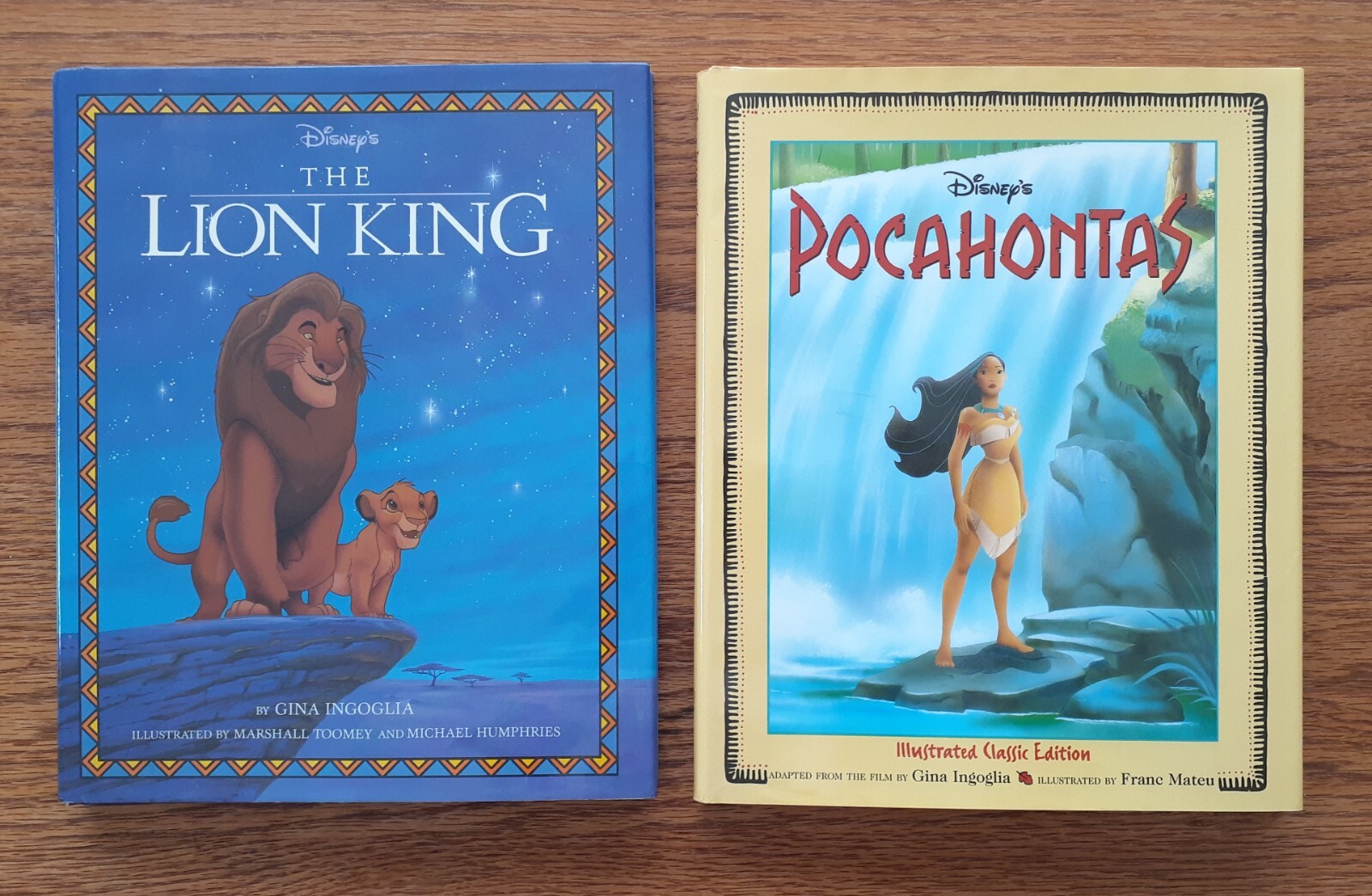 2 Vintage Disney Press Hardcover books -Disney’s LION KING & POCAHONTAS – 1st Ed