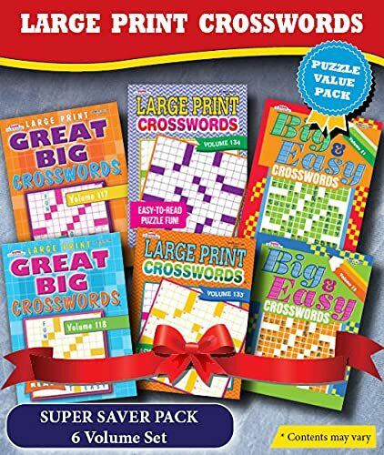 KAPPA Super Saver LARGE PRINT Crosswords Puzzle Pack-Set of 6 Full Size Books Pa