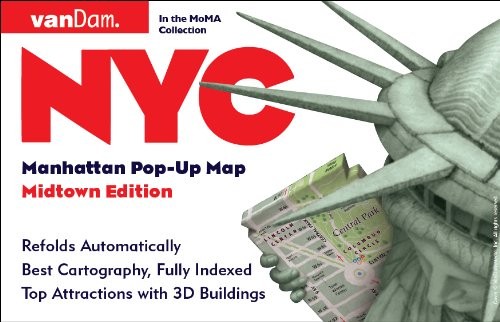 NYC Pop-Up Map by VanDam – Patented, laminated pocket city street map of Man…