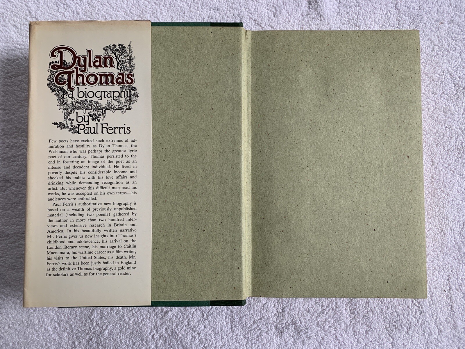 DYLAN THOMAS: A Biography by Paul Ferris 1977 1st U.S. Printing HC Dust Jacket