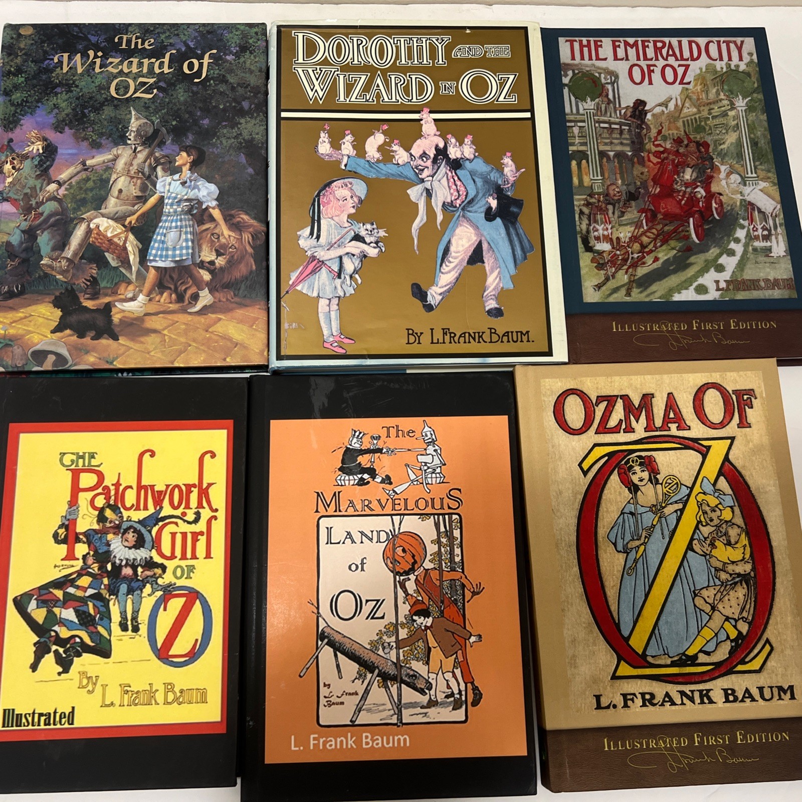 Lot of 6 L. Frank Baum OZ books: Ozma of OZ; Dorothy & The Wizard….. Hardcover