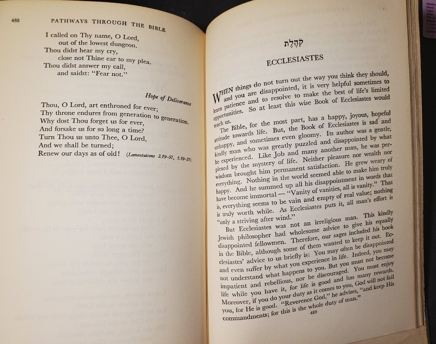 Vtg Pathways Through The Bible (1946) by Mortimer J. Cohen 11th Impression 1955