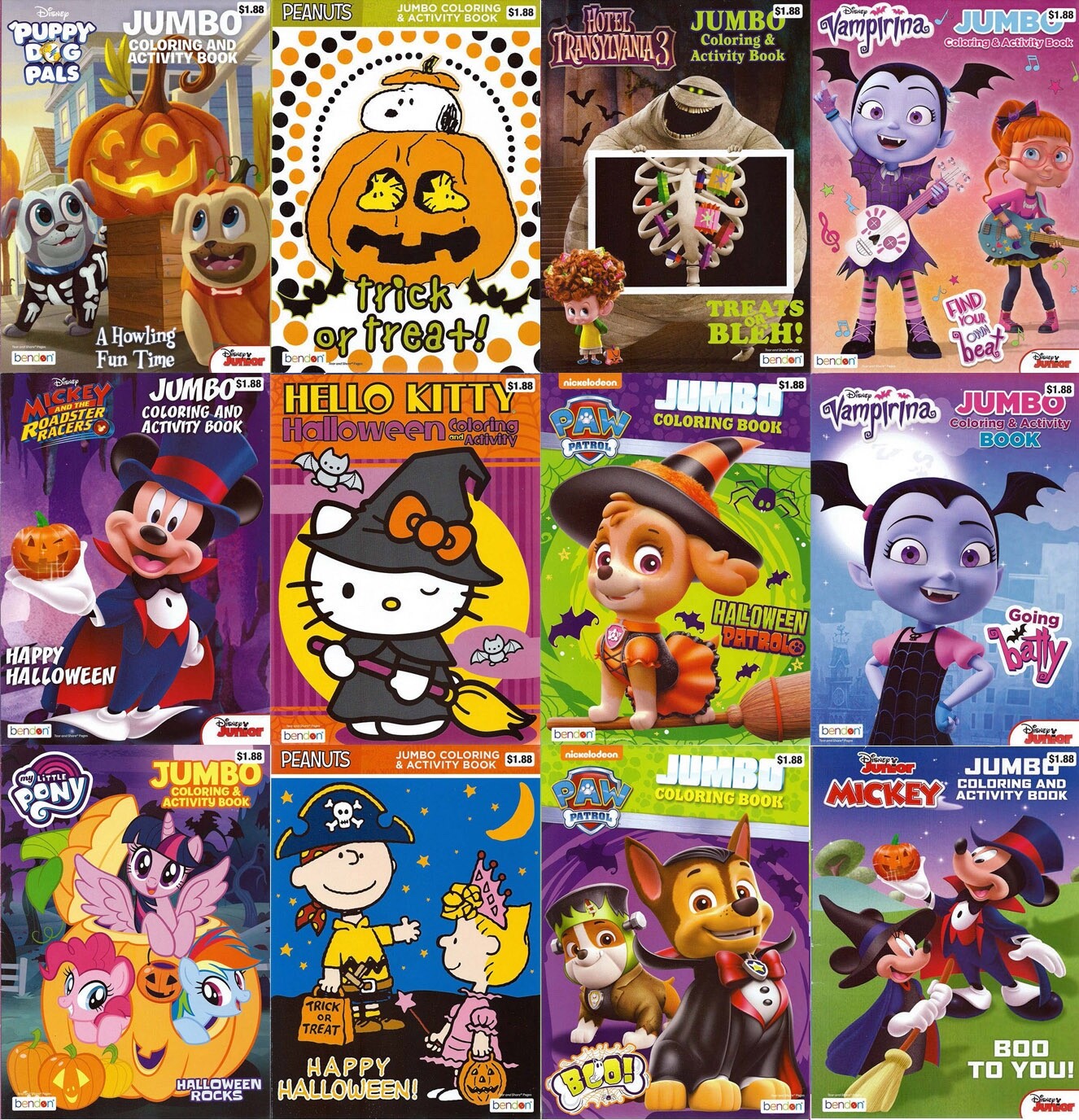 Lot of 12 Coloring Books Halloween Disney Mickey & More Children Boy Girl Kids